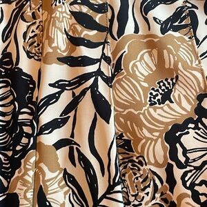 Lilly Pulitzer Leona Zip Up Top NWT XL Black Floral Print